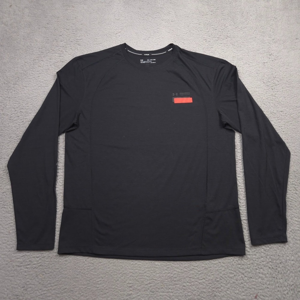 Under Armour Threadborne Swyft Men 2XL Long Sleeve Running Shirt Black HeatGear